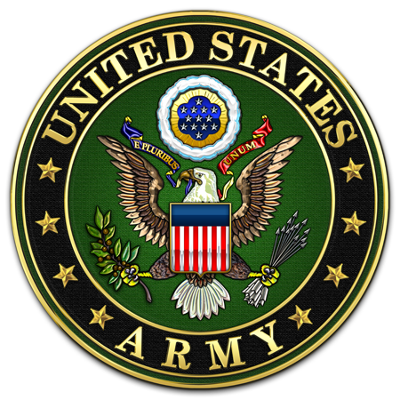 United States Army emblem with an eagle, arrows, and olive branch