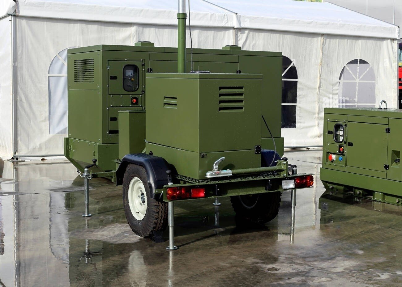 Equipment Leasing – Image of construction and industrial equipment like generators, bulldozers, excavators, forklifts, and cranes.